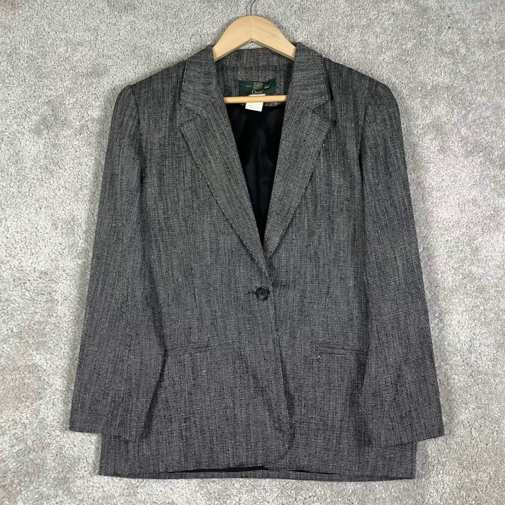 VTG Orvis Womens Size 8 Wool Silk Blend Blazer Jacket Grey Textured Made in USA